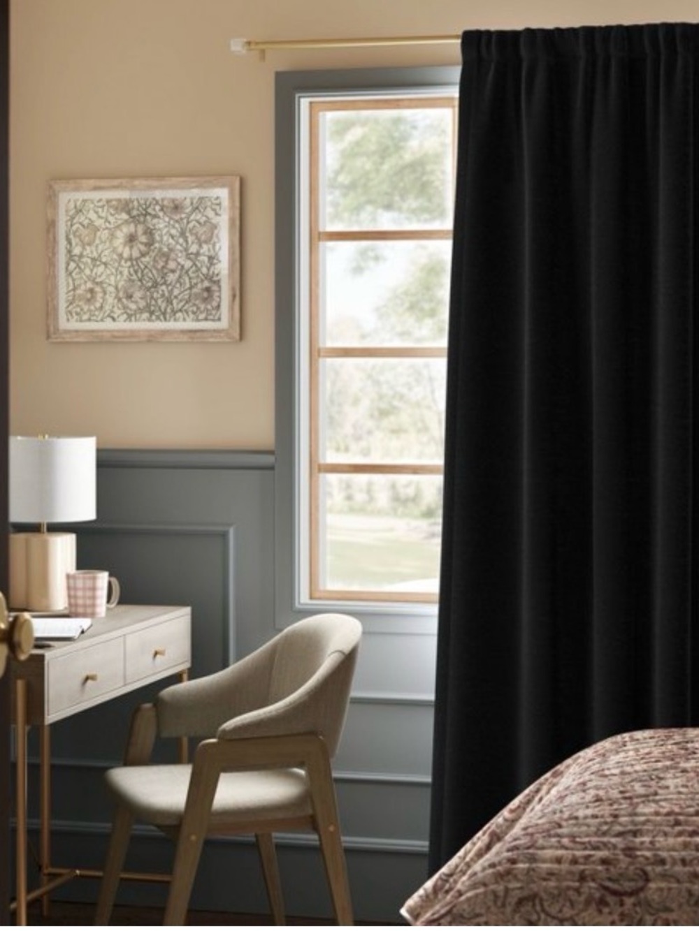 Threshold Blackout curtain  Panels (2) henna black textured 50”x63” rod pocket